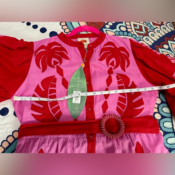 FARM RÍO NWT SOLD OUT PINK AND RED EMBROIDERED DRESS $295 XS/S - Picture 9 of 11